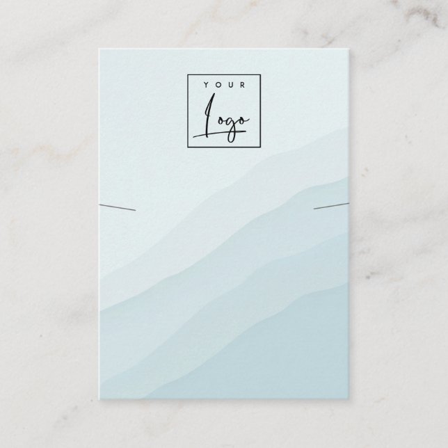 Abstract Sky Blue Waves Necklace Band Logo Display Business Card (Front)