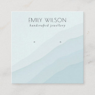 Abstract Sky Blue Waves Stud Earring Display Square Business Card