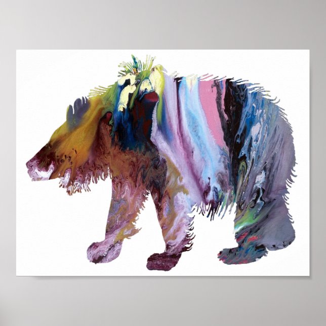 Abstract sloth bear silhouette poster (Front)