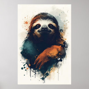 Abstract Sloth Wall Art – Relaxed Animal