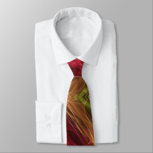 Abstract Smoke Art with red, orange green strips Tie