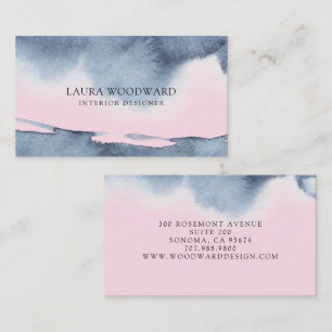 Abstract Smoky Pink Blue Interior Designer Business Card
