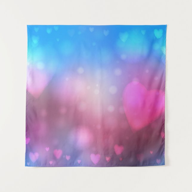 Abstract smooth blur blue and pink background with tapestry (Front)