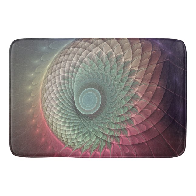 Abstract Snail Colourful Modern Fractal Art Bath Mat (Front)