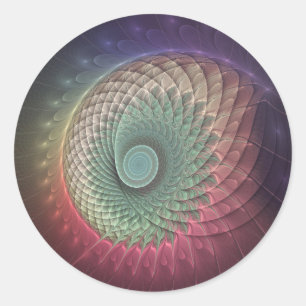 Abstract Snail Colourful Modern Fractal Art Classic Round Sticker
