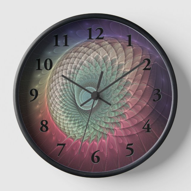 Abstract Snail Colourful Modern Fractal Art Clock (Front)
