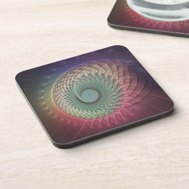 Abstract Snail Colourful Modern Fractal Art Coaster (Left Side)