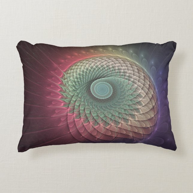 Abstract Snail Colourful Modern Fractal Art Decorative Cushion (Front)