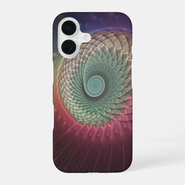 Abstract Snail Colourful Modern Fractal Art iPhone 16 Case (Back)
