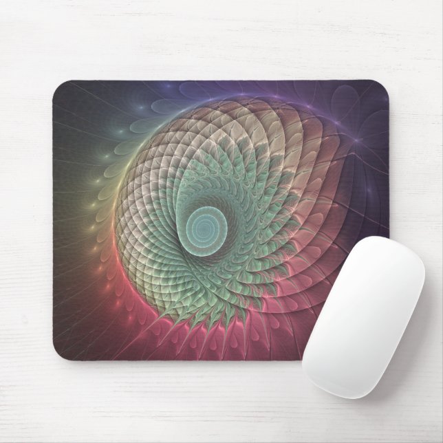 Abstract Snail Colourful Modern Fractal Art Mouse Mat (With Mouse)