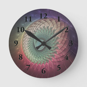 Abstract Snail Colourful Modern Fractal Art Round Clock
