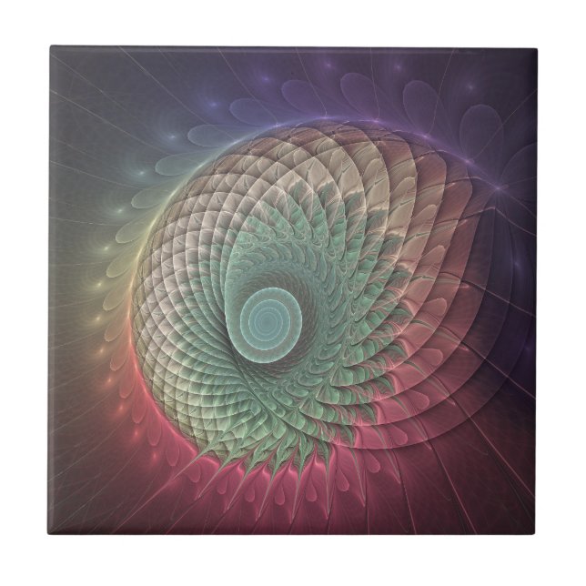 Abstract Snail Colourful Modern Fractal Art Tile (Front)