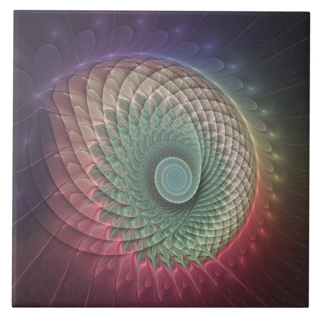 Abstract Snail Colourful Modern Fractal Art Tile (Front)