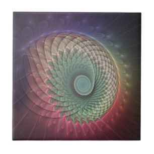 Abstract Snail Colourful Modern Fractal Art Tile