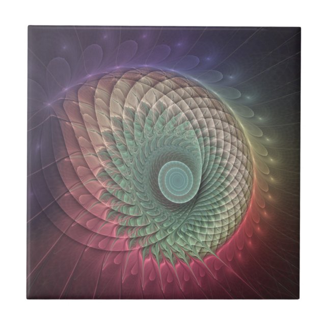 Abstract Snail Colourful Modern Fractal Art Tile (Front)