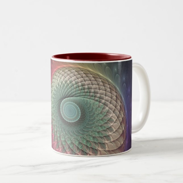 Abstract Snail Colourful Modern Fractal Art Two-Tone Coffee Mug (Front Right)