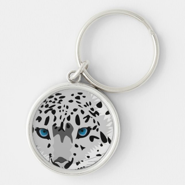 abstract snow leopard key ring (Front)