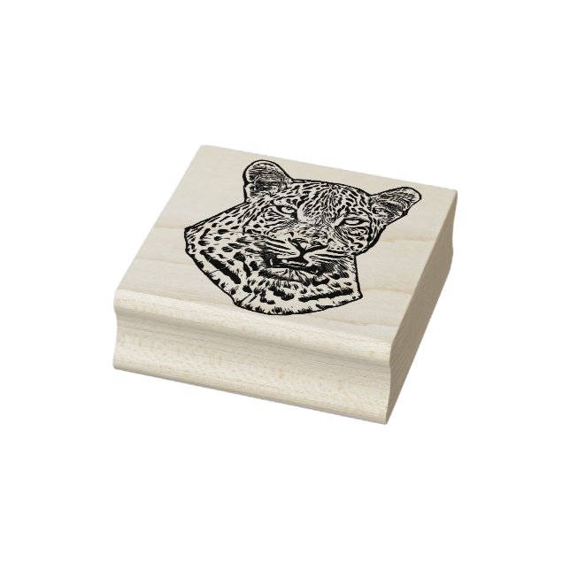 Abstract Snow Leopard Original jungle animal Art Rubber Stamp (Stamp)