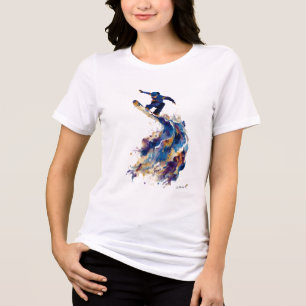 Abstract Snowboarder   Fluid Ink Watercolor Action Tri-Blend Shirt