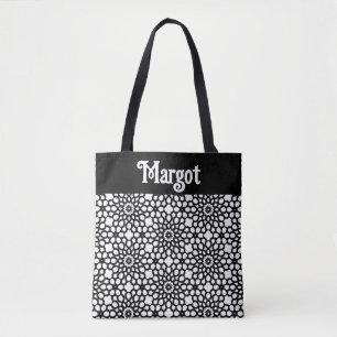 Abstract Snowflake in Classic Black and White Tote Bag