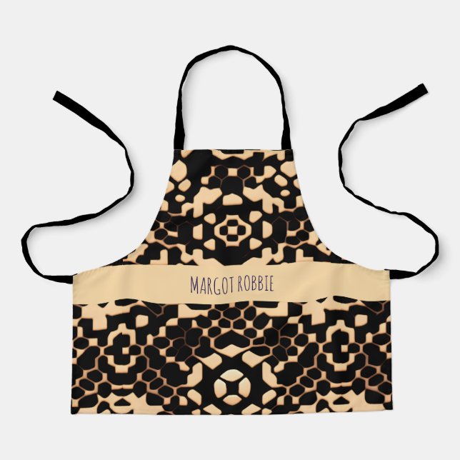 Abstract Soccer Halftone Black Biege Pattern Apron (Front)