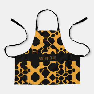 Abstract Soccer Halftone Black Yellow Pattern Apron