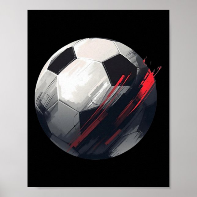 Abstract Soccer Ll Brush Stroke Art  Poster (Front)