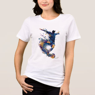 Abstract Soccer Player Motion Fluid Ink Watercol Tri-Blend Shirt