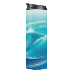 Abstract Soft Blue Ocean Splash Waves   Thermal Tumbler