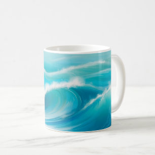 Abstract Soft Blue Ocean Water Waves Splash  Coffee Mug