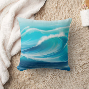 Abstract Soft Blue Ocean Water Waves Splash  Cushion