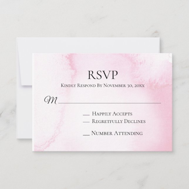 *~* Abstract Soft Blush Pink Wedding RSVP Insert (Front)