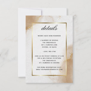 Abstract Soft Brown Gold Marbled Details RSVP Card