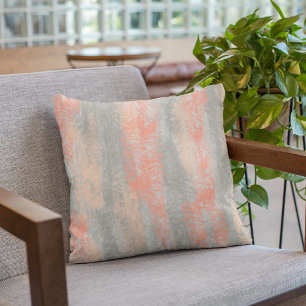 Abstract Soft Hues Coral Peach Gray Cushion