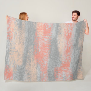 Abstract Soft Hues Coral Peach Grey Fleece Blanket