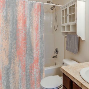 Abstract Soft Hues Coral Peach Grey Shower Curtain