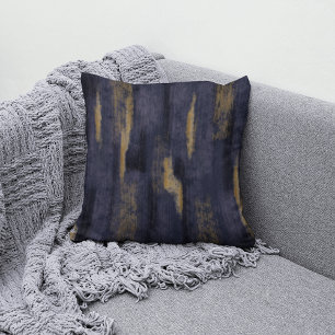 Abstract Soft Hues Deep Blue & Gold Cushion