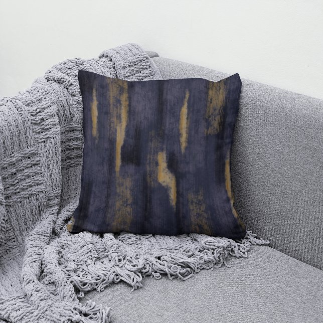 Abstract Soft Hues Deep Blue & Gold Cushion (Creator Uploaded)