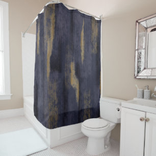 Abstract Soft Hues Deep Blue & Gold Shower Curtain