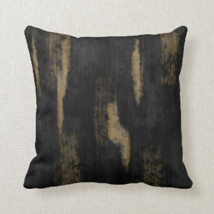 Abstract Soft Hues Deep Charcoal & Gold Cushion
