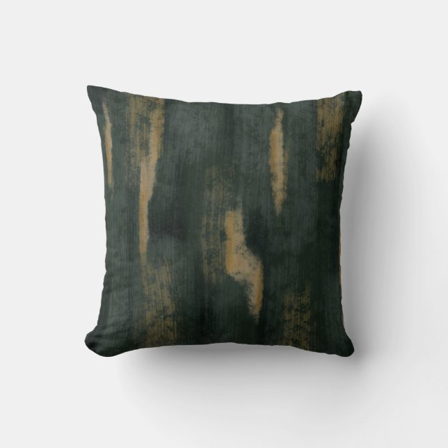 Abstract Soft Hues Deep Green & Gold Cushion (Front)