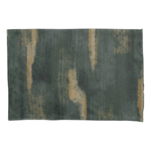 Abstract Soft Hues Deep Green & Gold Pillowcase