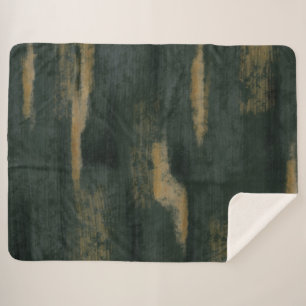 Abstract Soft Hues Deep Green & Gold Sherpa Blanke Blanket