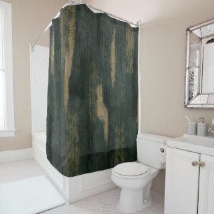 Abstract Soft Hues Deep Green & Gold Shower Curtain