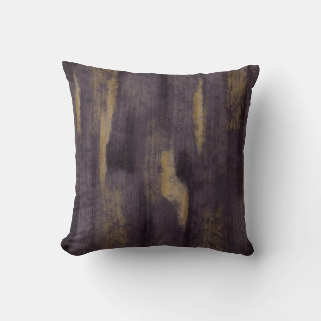 Abstract Soft Hues Deep Plum & Gold Throw Pillow (Front)