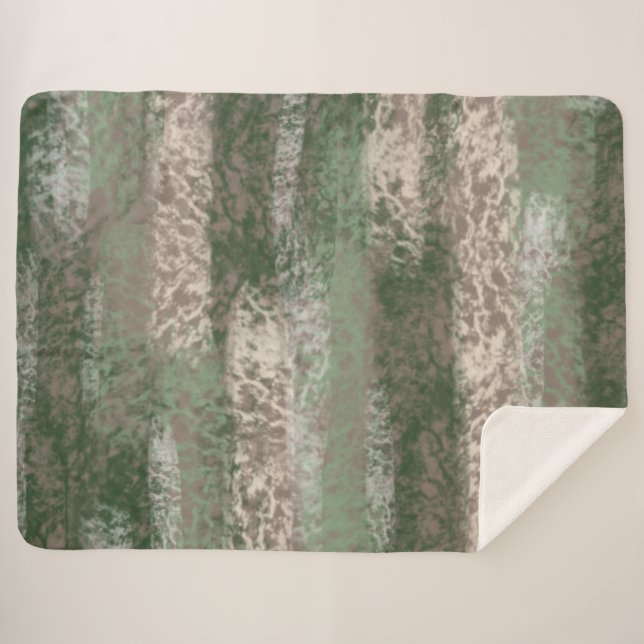 Abstract Soft Hues Grey Beige Green Sherpa Blanket (Front (Horizontal))