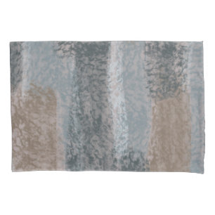 Abstract Soft Hues Grey Beige Steel Blue & Brown Pillowcase