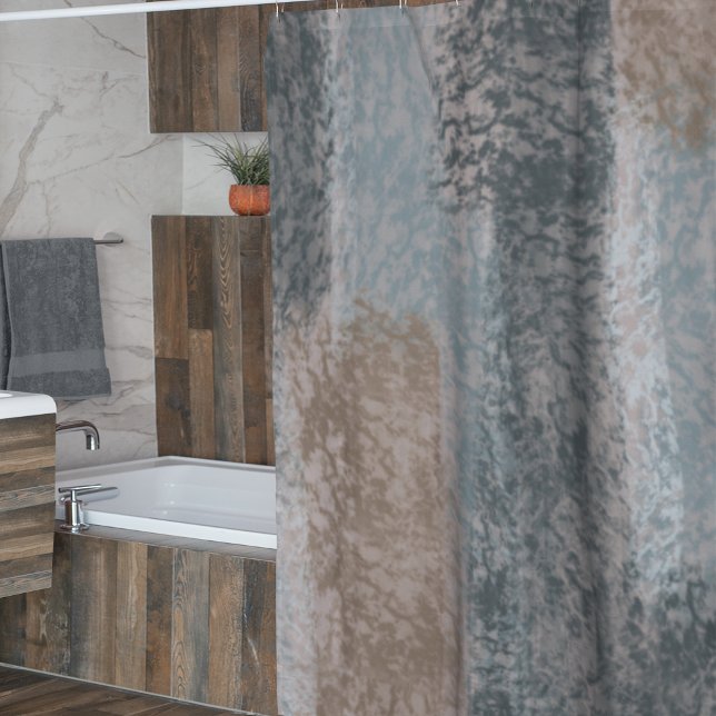 Abstract Soft Hues Grey Beige Steel Blue & Brown Shower Curtain (Creator Uploaded)