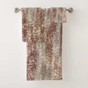 Abstract Soft Hues Grey Beige Wine & Chocolate Bath Towel Set