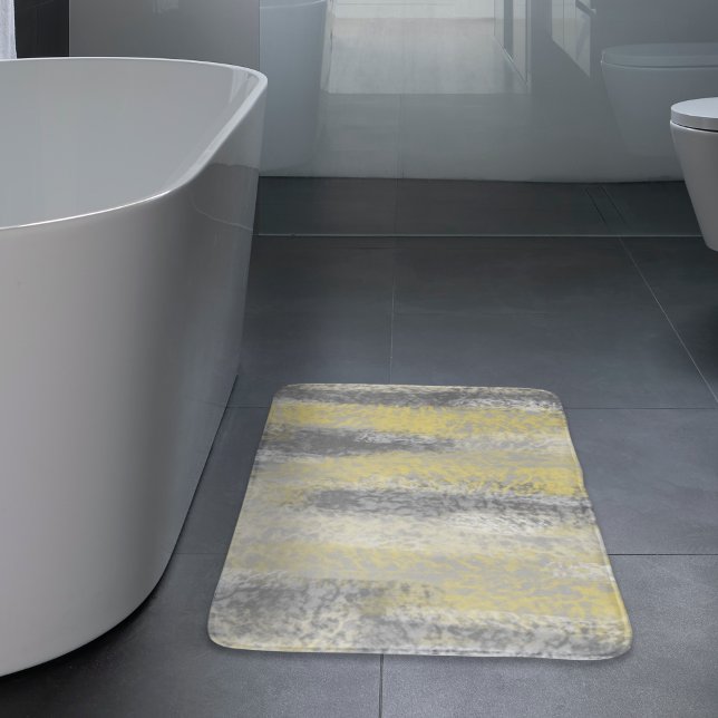 Abstract Soft Hues Grey Yellow Bath Mat (Creator Uploaded)